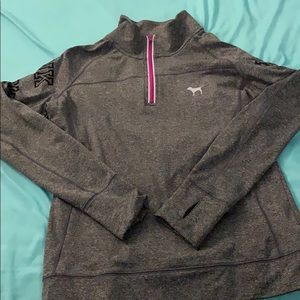 VICTORIAS SECRET PINK GREY HALF ZIP